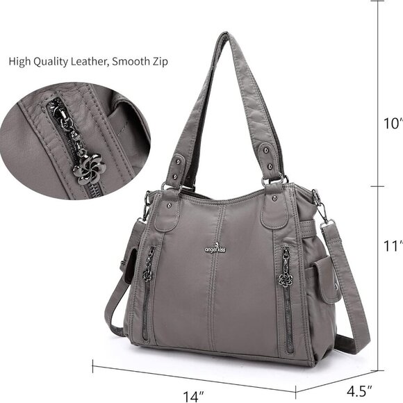 Handbags for Womens Top-Handle Hobo Purse Roomy Casual Shoulder Bags PU Tote Sat - Picture 3 of 7